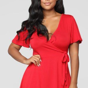 Fashion Nova Red Wrap Romper